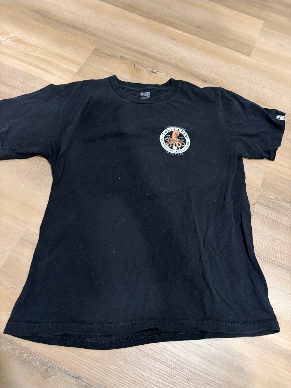 Black Graphic Boys salty crew T-Shirt with Octopus Logo size xl
